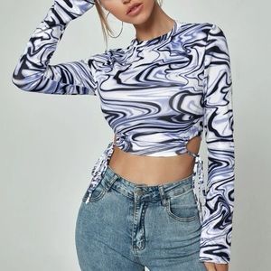 Multi color crop ruched top